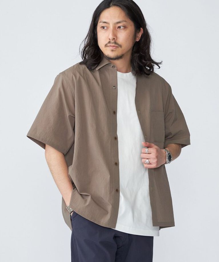 SHIPS「SHIPS:〈吸水速乾〉Micro Dot Air(R) レギュラーカラー ショートスリーブ シャツ」|シャツ・ブラウス|カーキ
