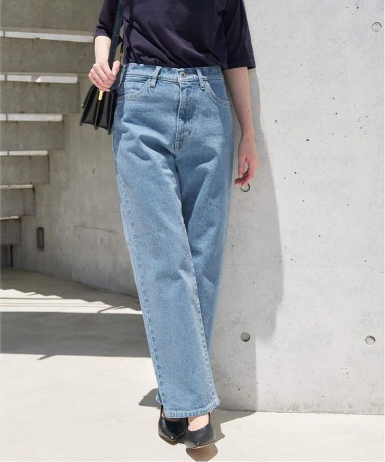 SLOBE IENA「《追加》LE DENIM ストレートパンツ」|デニム|サックスブルー