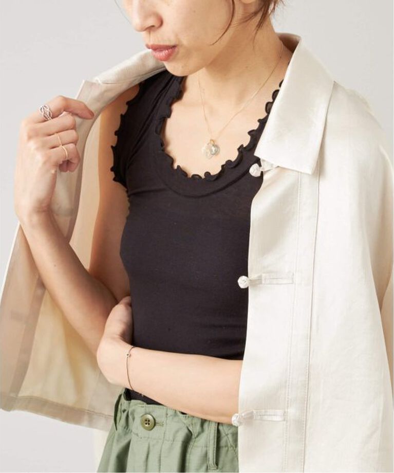 IENA LA BOUCLE「seamless basic./シームレスベーシック Flounce タンクトップ」|タンクトップ|ブラック
