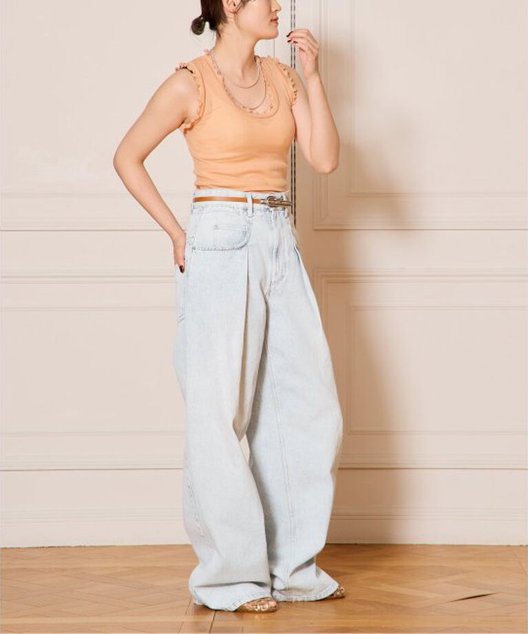 IENA LA BOUCLE「seamless basic./シームレスベーシック Flounce タンクトップ」|タンクトップ|
