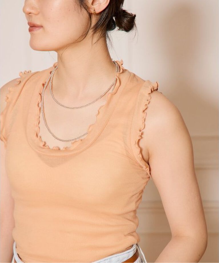 IENA LA BOUCLE「seamless basic./シームレスベーシック Flounce タンクトップ」|タンクトップ|キャメル