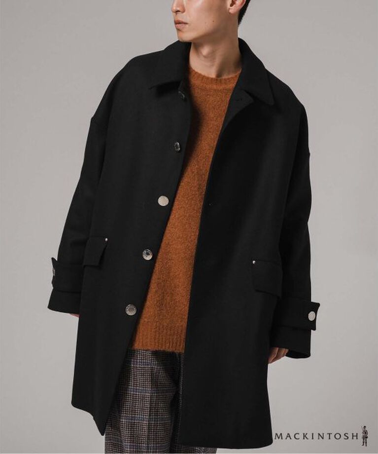 EDIFICE「MACKINTOSH(マッキントッシュ) 別注 HUMBIE/ハンビー」|ステンカラーコート|ブラック