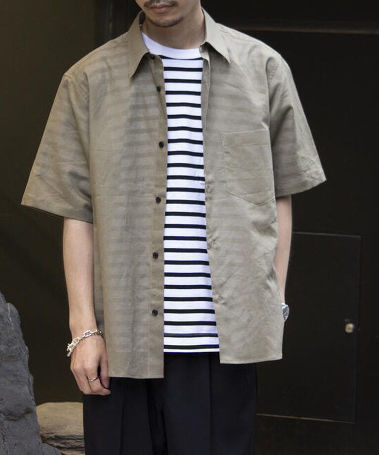 GLOSTER「【GLOSTER/グロスター】コットンリネン 半袖シャツ レギュラーカラー 綿麻」|シャツ・ブラウス|ベージュ