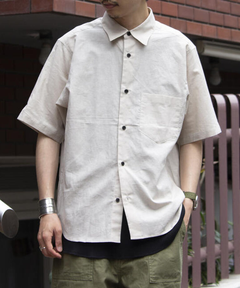 GLOSTER「【GLOSTER/グロスター】コットンリネン 半袖シャツ レギュラーカラー 綿麻」|シャツ・ブラウス|