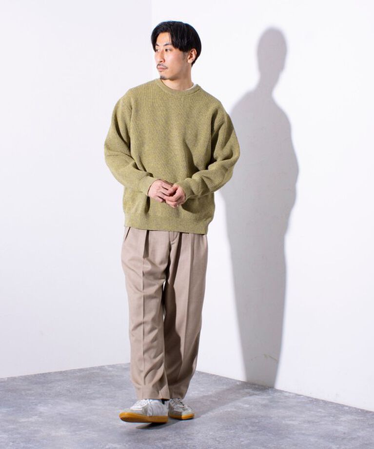 GLOSTER「【GLOSTER/グロスター】片畦編み ミックス クルーネック  プルオーバー ニット」|ニット・セーター|