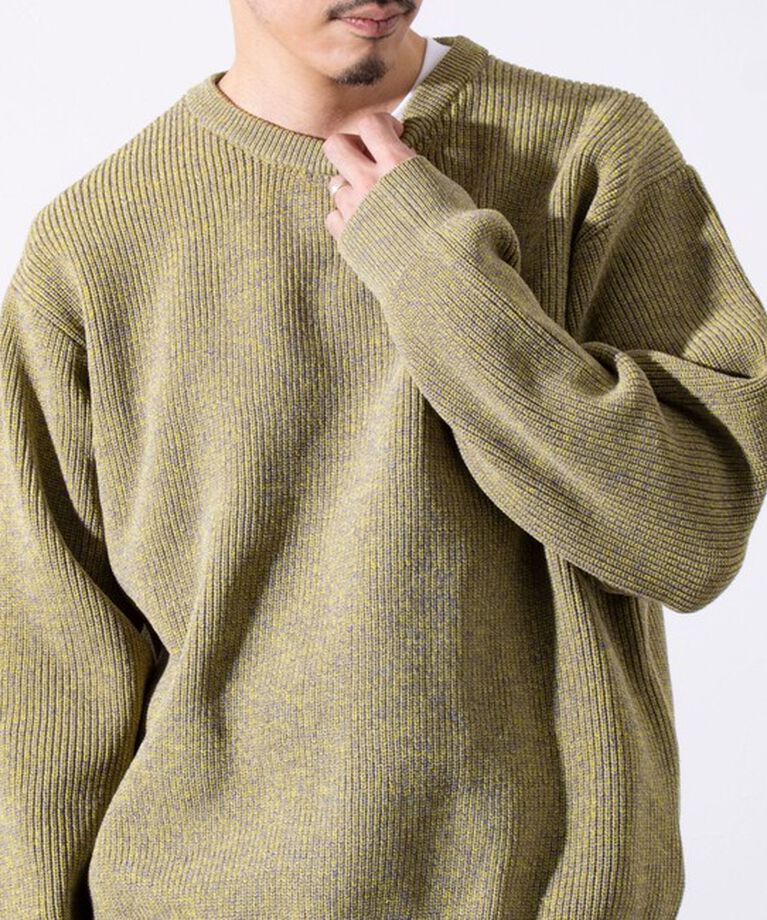 GLOSTER「【GLOSTER/グロスター】片畦編み ミックス クルーネック  プルオーバー ニット」|ニット・セーター|