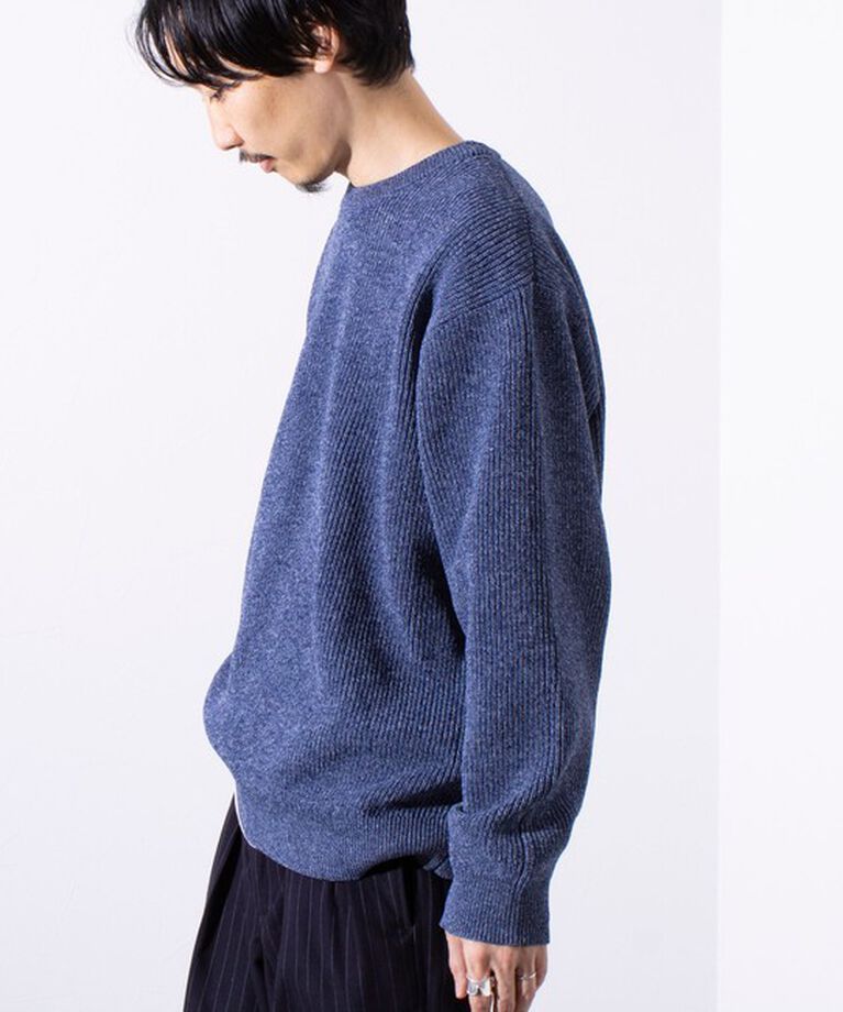 GLOSTER「【GLOSTER/グロスター】片畦編み ミックス クルーネック  プルオーバー ニット」|ニット・セーター|