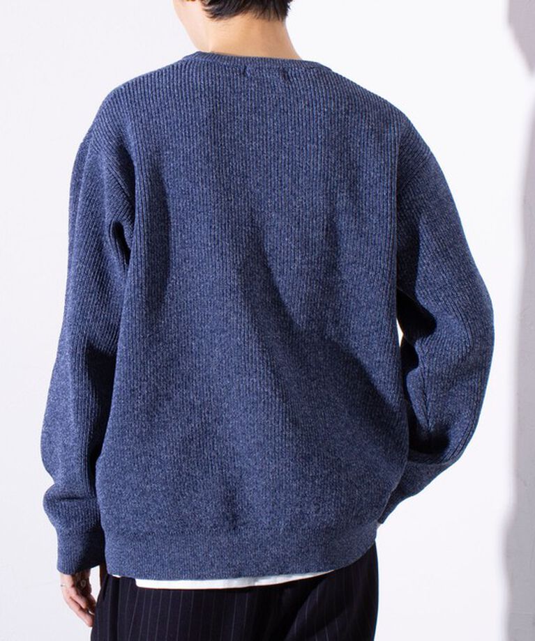 GLOSTER「【GLOSTER/グロスター】片畦編み ミックス クルーネック  プルオーバー ニット」|ニット・セーター|