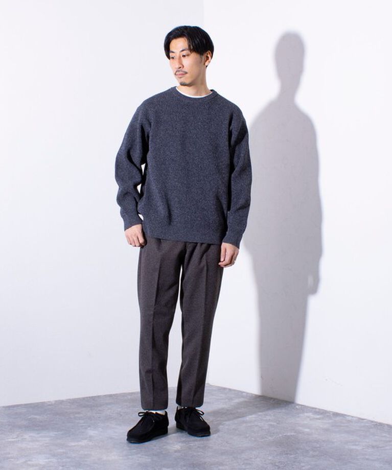 GLOSTER「【GLOSTER/グロスター】片畦編み ミックス クルーネック  プルオーバー ニット」|ニット・セーター|