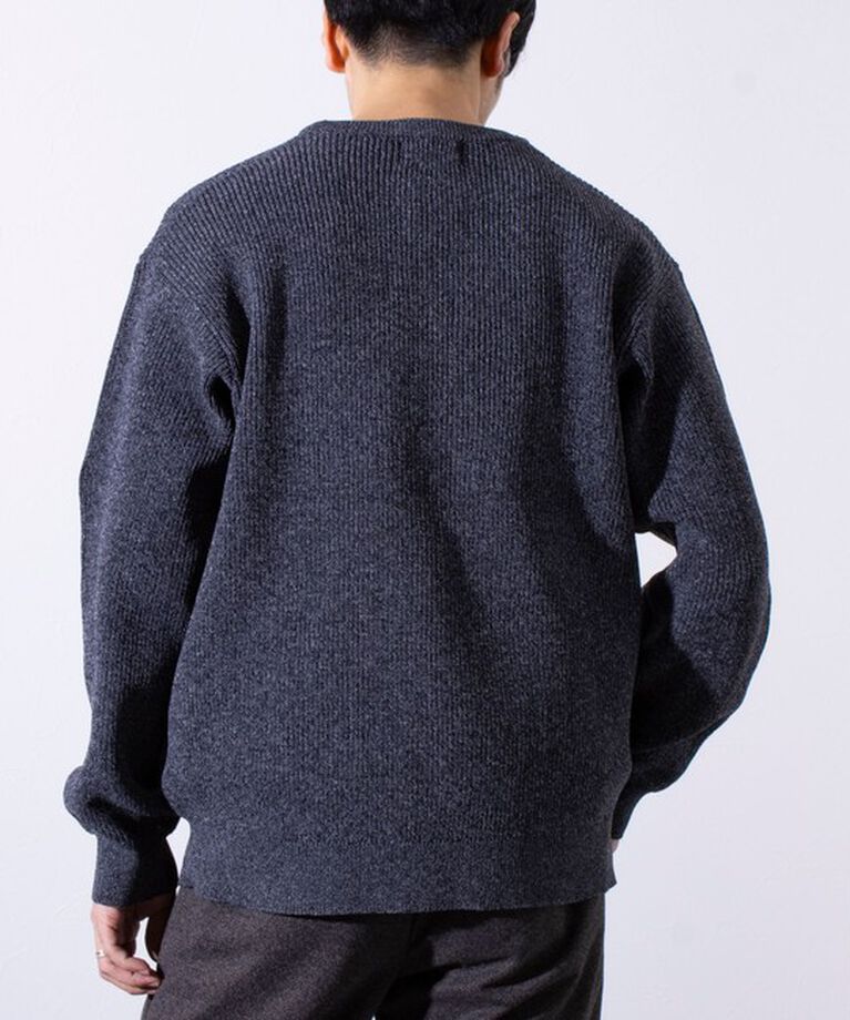 GLOSTER「【GLOSTER/グロスター】片畦編み ミックス クルーネック  プルオーバー ニット」|ニット・セーター|