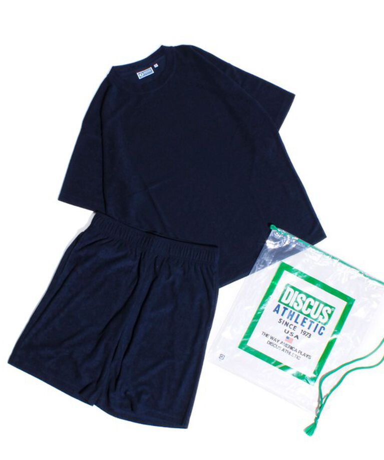 GLOSTER「【3点セット】【DISCUS ATHLETIC】パイルセットアップ Tシャツ＆ショーツ＆収納バッグ」|Tシャツ・カットソー|ネイビー