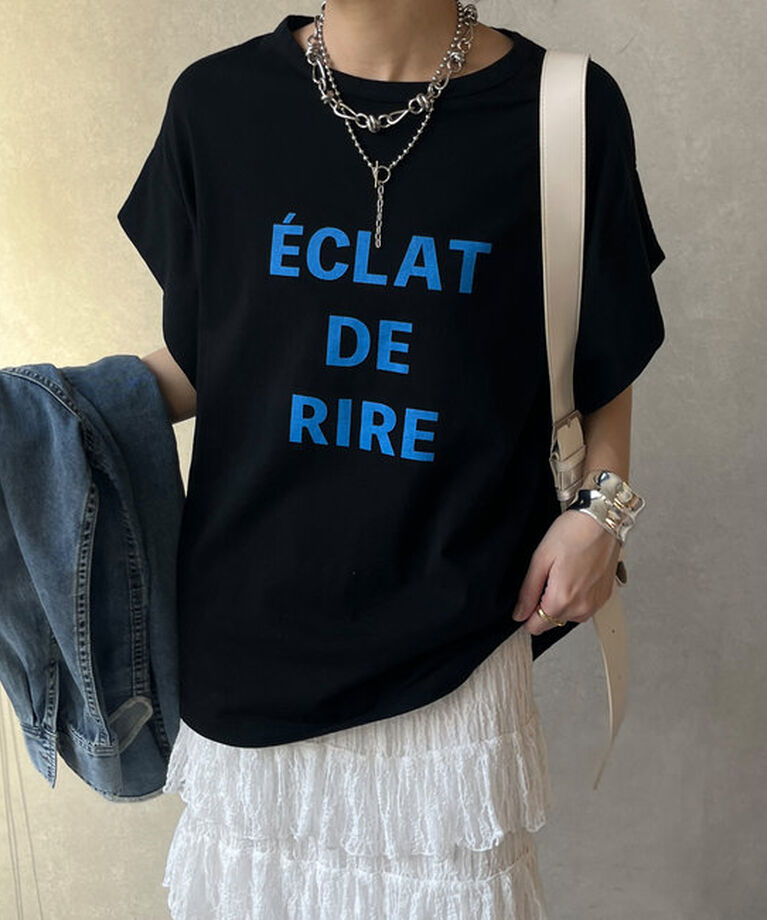  「タックスリーブロゴTEE」|Tシャツ・カットソー|ブラック