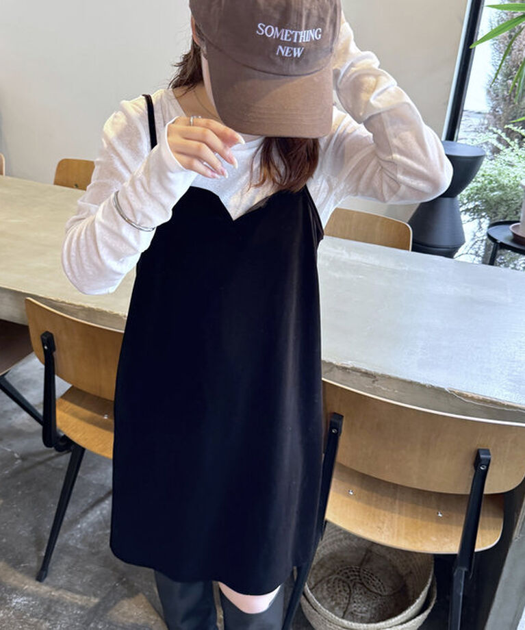  「【サイズ展開あり】ベロアミニワンピース」|ワンピース|ブラウン
