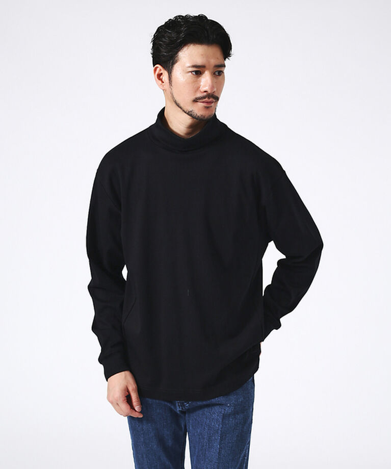 ABAHOUSE「【フロントスリット】タートルネック 長袖Tシャツ」|Tシャツ・カットソー|ブラック