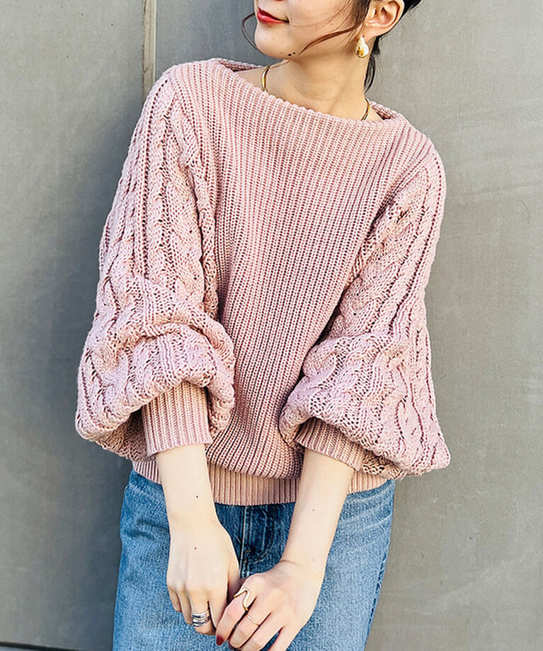 Rouge vif「【一部店舗限定】スリーブ　ケーブルニット」|ニット・セーター|