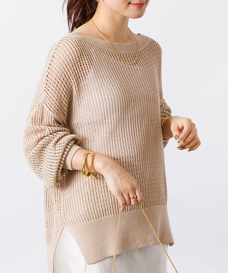 Rouge vif「グリットメッシュニットプルオーバー」|ニット・セーター|ベージュ