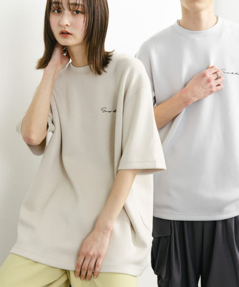 SENSE OF PLACE by URBAN RESEARCH「SENSE OF PLACE 『一部WEB限定カラー』『ユニセックス』シシュウダンボールポンチショートスリーブTシャツ」|Tシャツ・カットソー|GRE×BLK