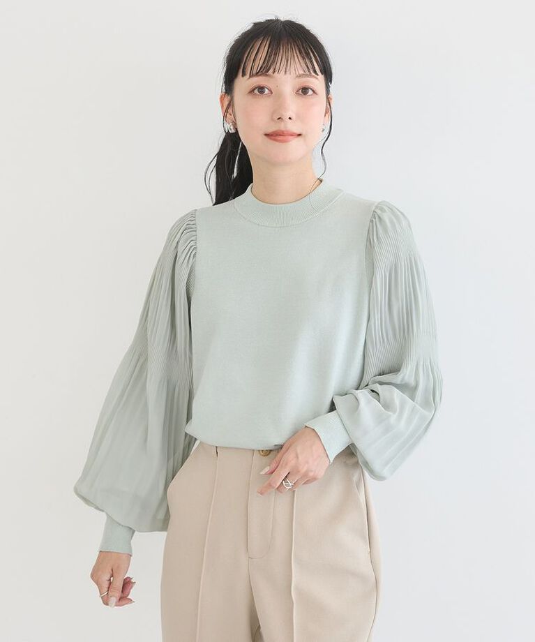 earth music&ecology「マジョリカプリーツニットプルオーバー」|ニット・セーター|Mint