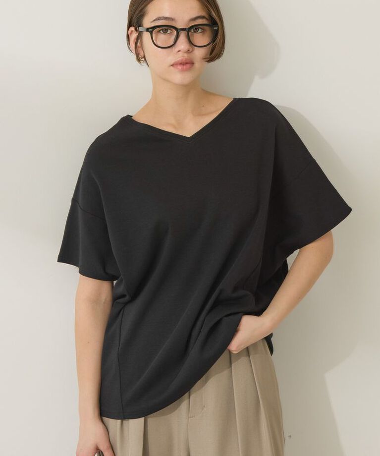 AMERICAN HOLIC「接触冷感フレンチスリーブコクーンプルオーバー」|Tシャツ・カットソー|Black