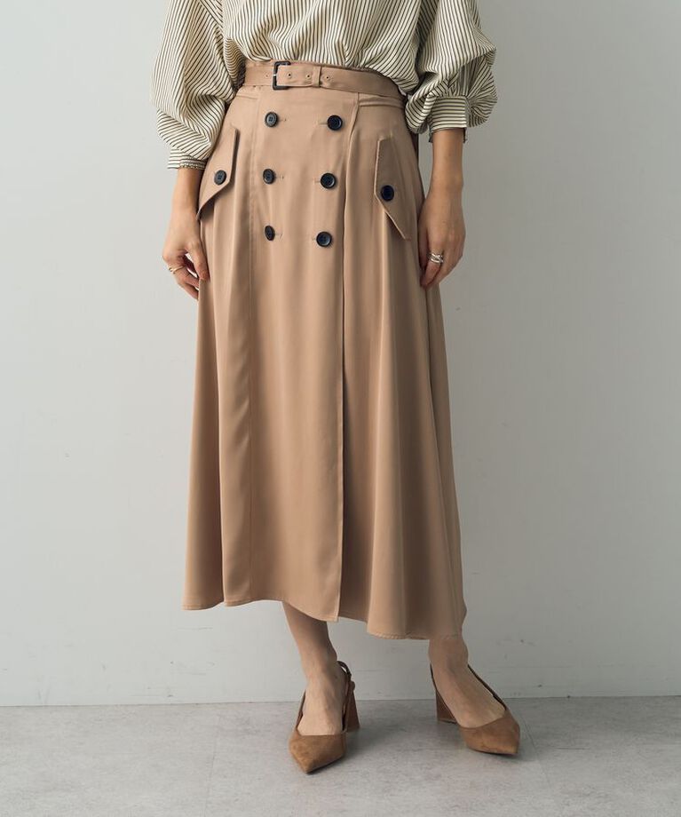 YECCA VECCA「トレンチデザインサテンスカート」|スカート|Beige