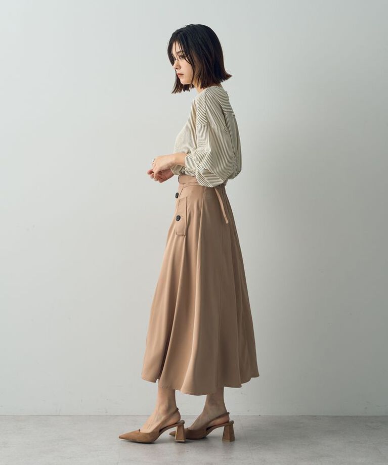 YECCA VECCA「トレンチデザインサテンスカート」|スカート|