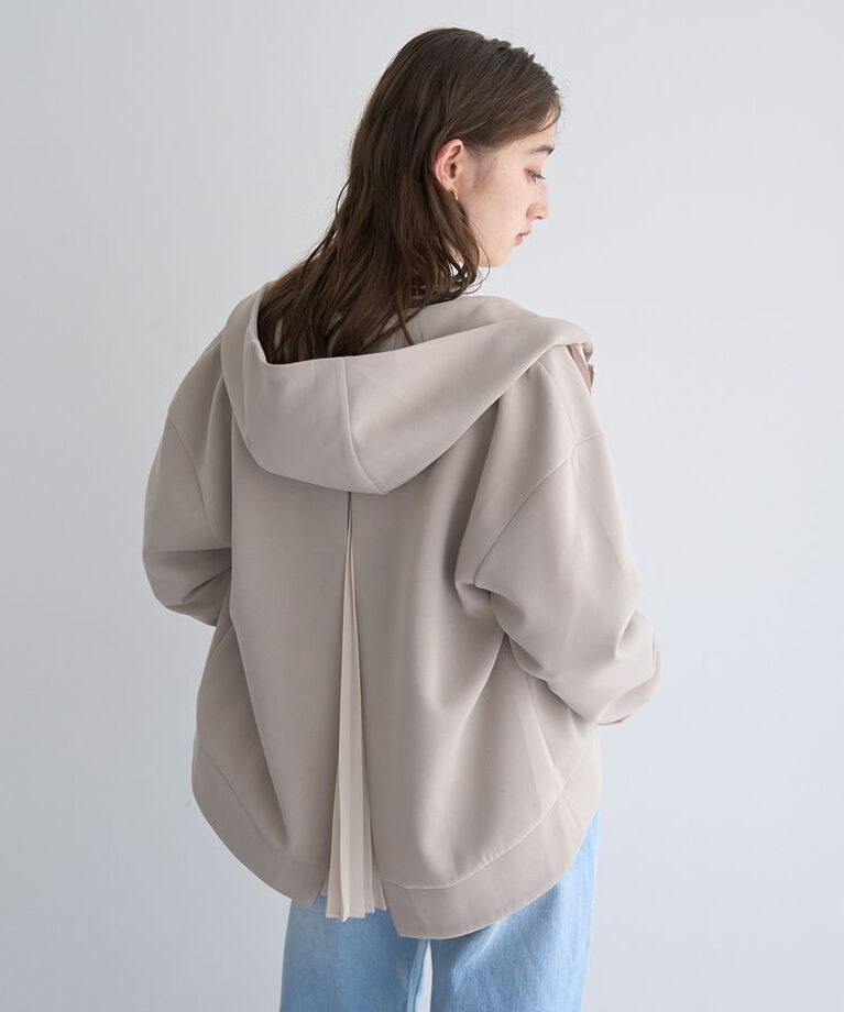 YECCA VECCA「バックプリーツZIPフーディ」|スウェット・ジャージ|Gray Beige