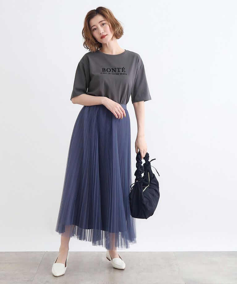 grove「＜接触冷感・UVカット・ご自宅で洗える＞ロゴプリント5分袖Tシャツ」|Tシャツ・カットソー|