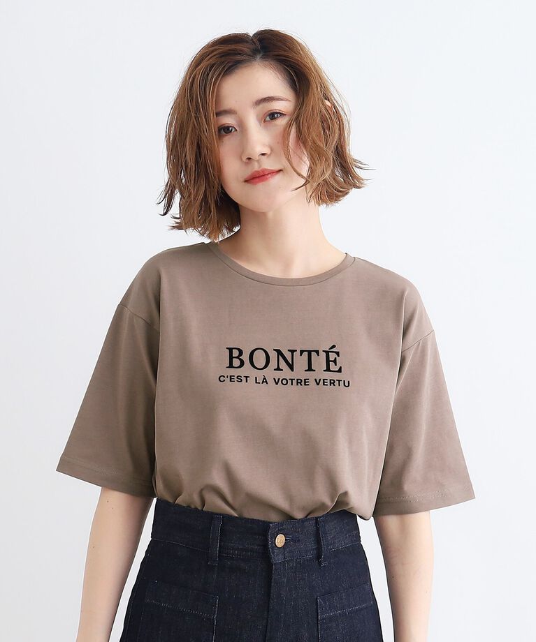 grove「＜接触冷感・UVカット・ご自宅で洗える＞ロゴプリント5分袖Tシャツ」|Tシャツ・カットソー|