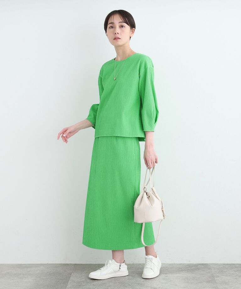 INDIVI「【洗える／SETUP可能】ストライプジャカード ストレートスカート」|スカート|