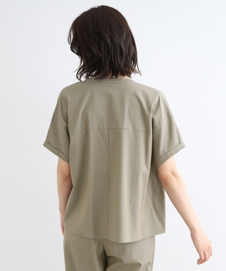 INDIVI「【UVケア／接触冷感／SETUP可能】麻混ストレッチ タックブラウス」|シャツ・ブラウス|