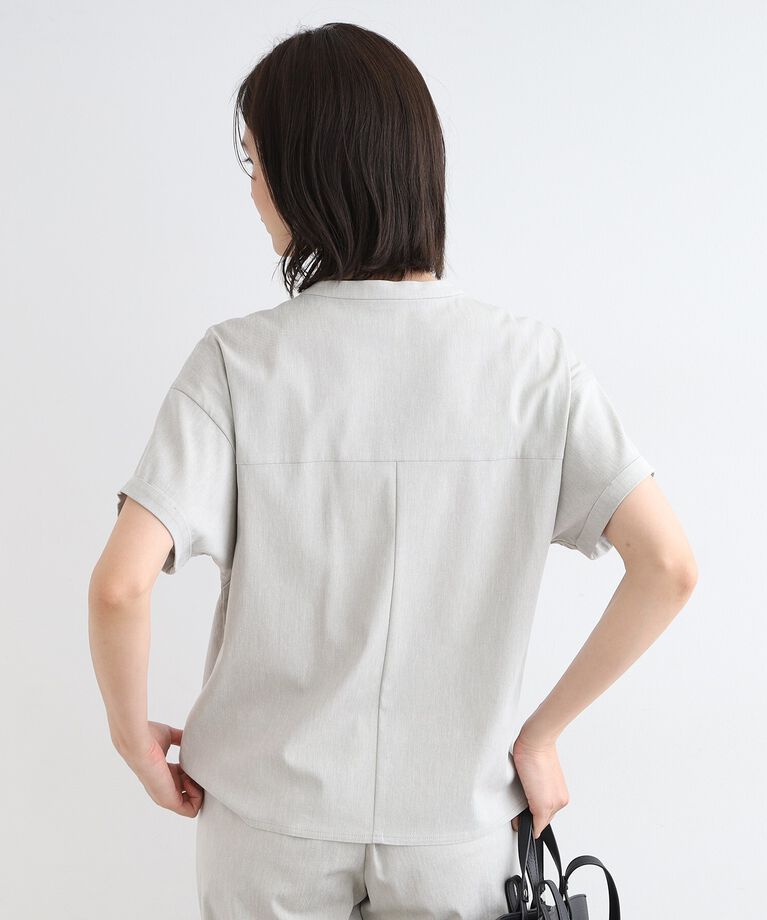 INDIVI「【UVケア／接触冷感／SETUP可能】麻混ストレッチ タックブラウス」|シャツ・ブラウス|