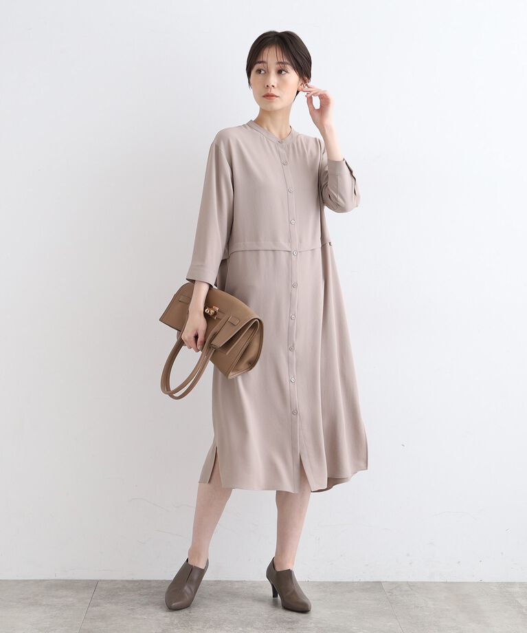 INDIVI「【洗える／UVケア／SETUP可能】レイヤード風シャツワンピース」|ワンピース|