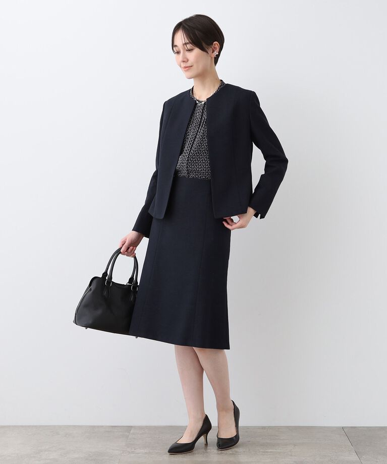 INDIVI「春SALE！【洗える】ストレッチツィードジャケット」|ノーカラージャケット|