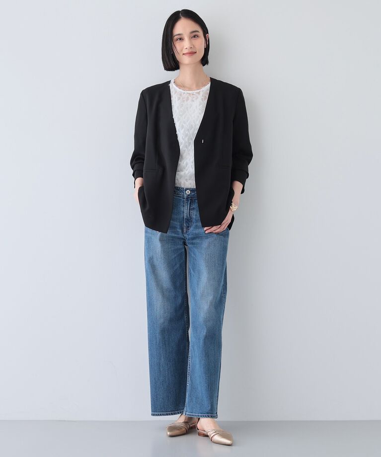 INDIVI「春SALE！【洗える／バックシャン】ハンサムノーカラージャケット」|ノーカラージャケット|