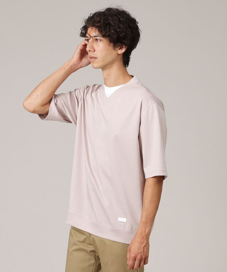 TAKEO KIKUCHI「Vネック フェイクレイヤード カットソー」|Tシャツ・カットソー|ピンク(071)