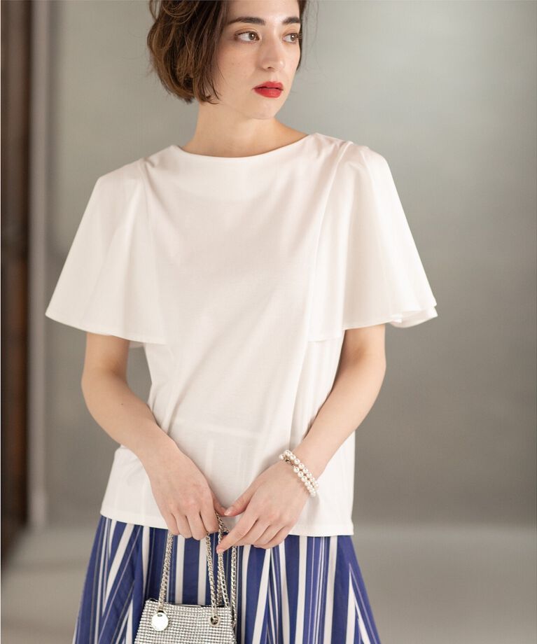 OPAQUE.CLIP「UV ケープ風フリルスリーブカットソー【接触冷感/洗濯機洗い可】」|Tシャツ・カットソー|