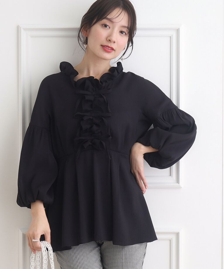 Couture broach「【前後2WAY】リボンチュニック」|チュニック|ﾌﾞﾗｯｸ(019)