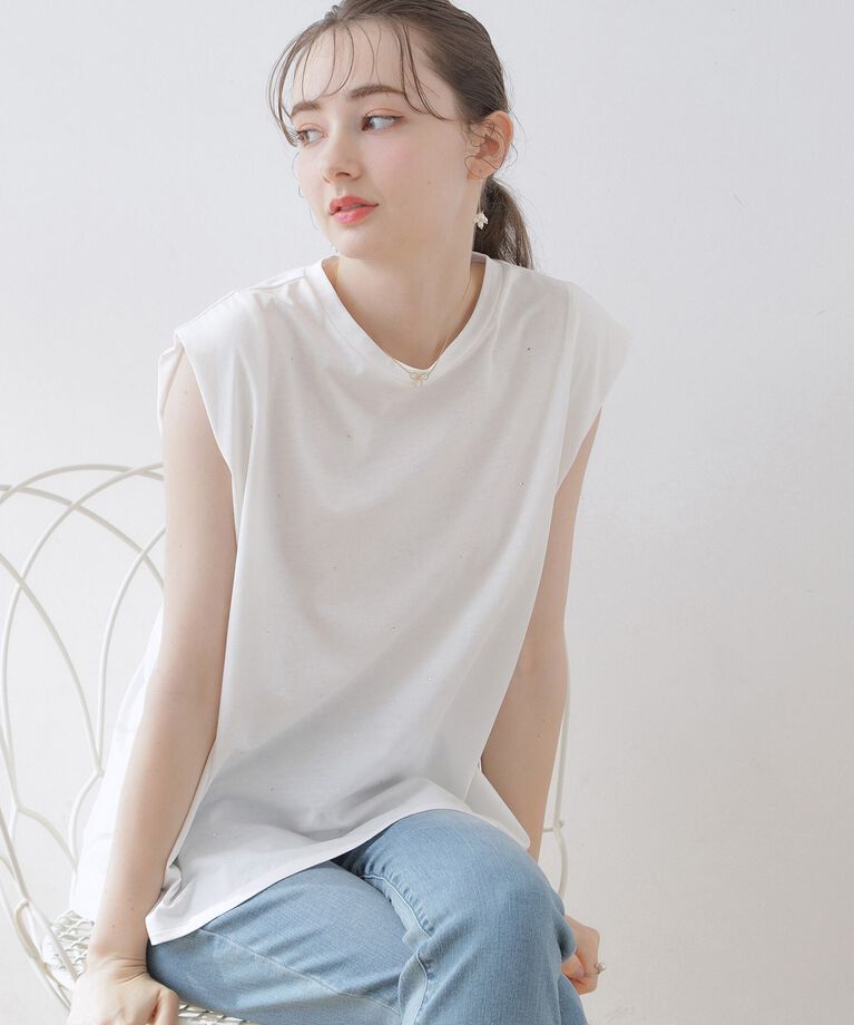 Couture broach「【インしないでキマる】ラインストーンTシャツ」|Tシャツ・カットソー|ｵﾌﾎﾜｲﾄ(003)