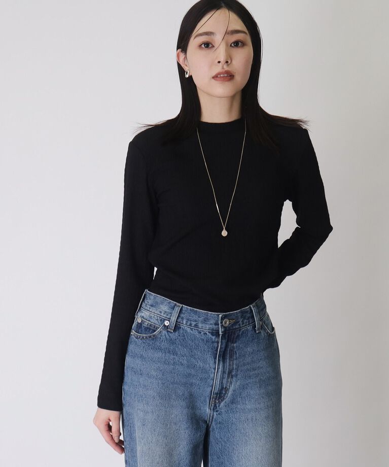 THE SHOP TK「【着まわし出来る】ぽこぽこクルーネックインナー/洗濯機で洗い可」|Tシャツ・カットソー|ブラック(019)
