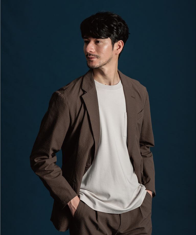THE SHOP TK「【吸水速乾/セットアップ可】シアサッカーメッシュジャケット」|テーラードジャケット|
