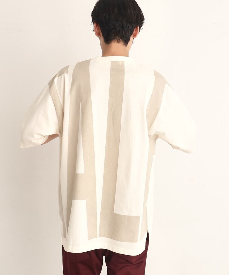 THE SHOP TK「ビッグシルエット総柄アソートTシャツ 幾何学／ドット／ストライプ／バックロゴ」|Tシャツ・カットソー|グレージュ(050)