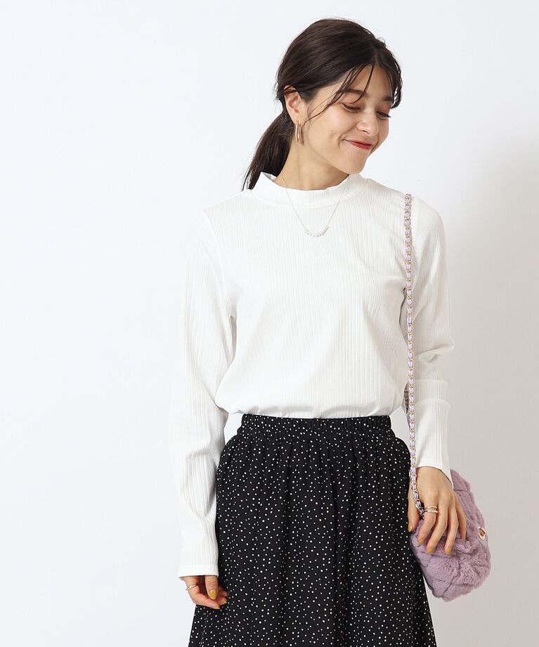 SHOO･LA･RUE「ランダムテレコ プチハイネック長袖インナー」|Tシャツ・カットソー|