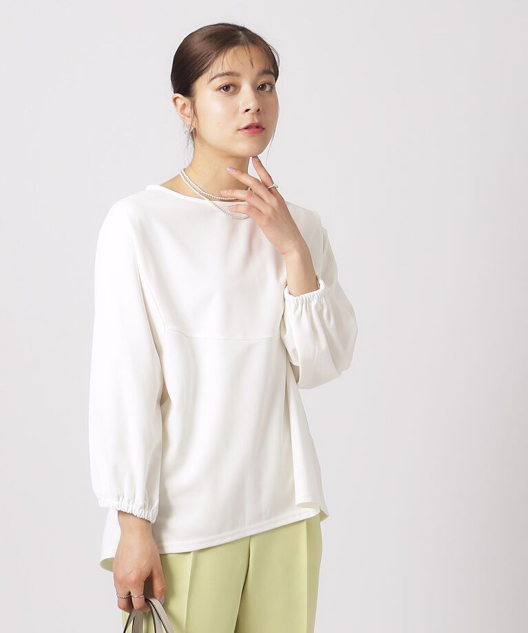 SHOO･LA･RUE「【体型カバー】ふんわりパフスリーブ 7分袖トップス」|Tシャツ・カットソー|