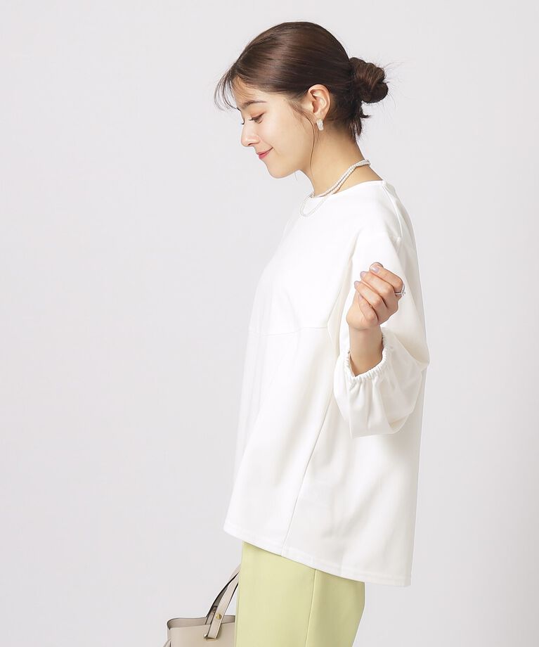 SHOO･LA･RUE「【体型カバー】ふんわりパフスリーブ 7分袖トップス」|Tシャツ・カットソー|
