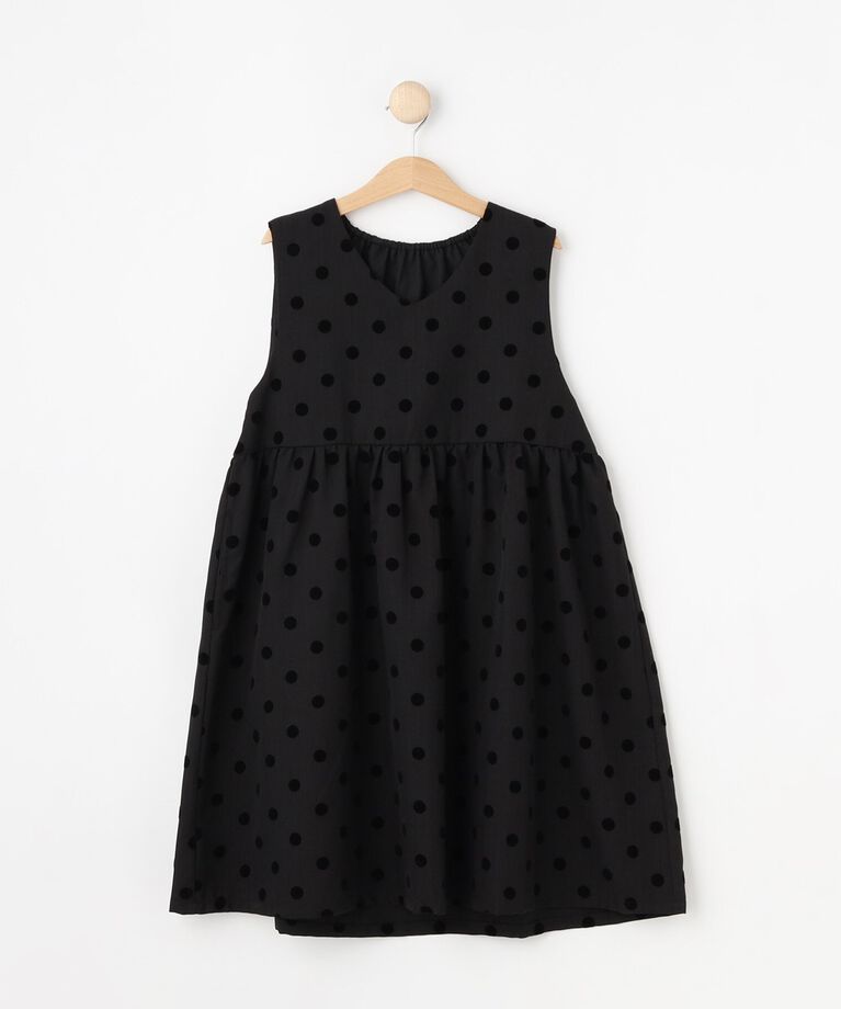 SHOO･LA･RUE「【100-140cm/プチセレ】フロッキードットワンピース」|ワンピース|ブラック(019)