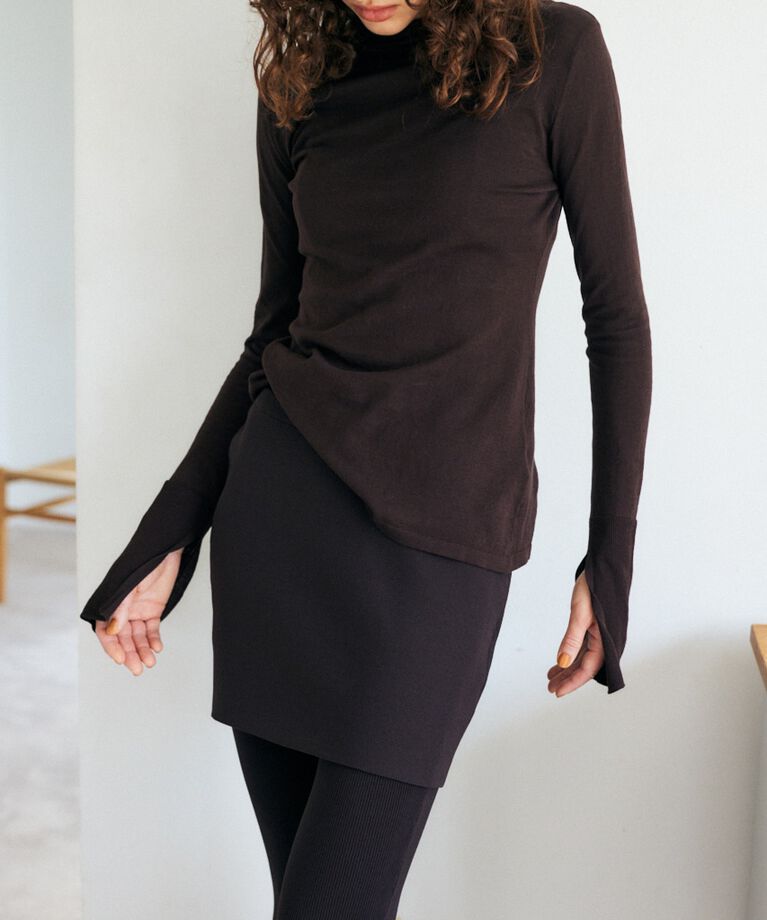 MOUSSY「バック スリット THIN ニット」|ニット・セーター|BLK