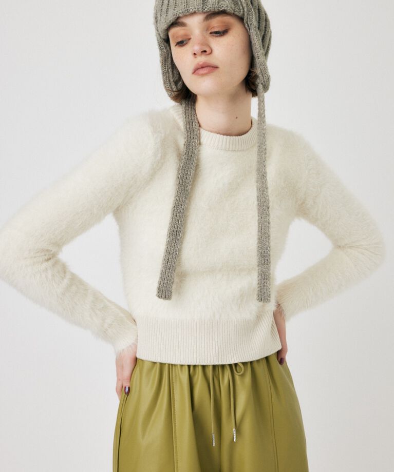 MOUSSY「CROPPED SHAGGY KNIT トップス」|ニット・セーター|