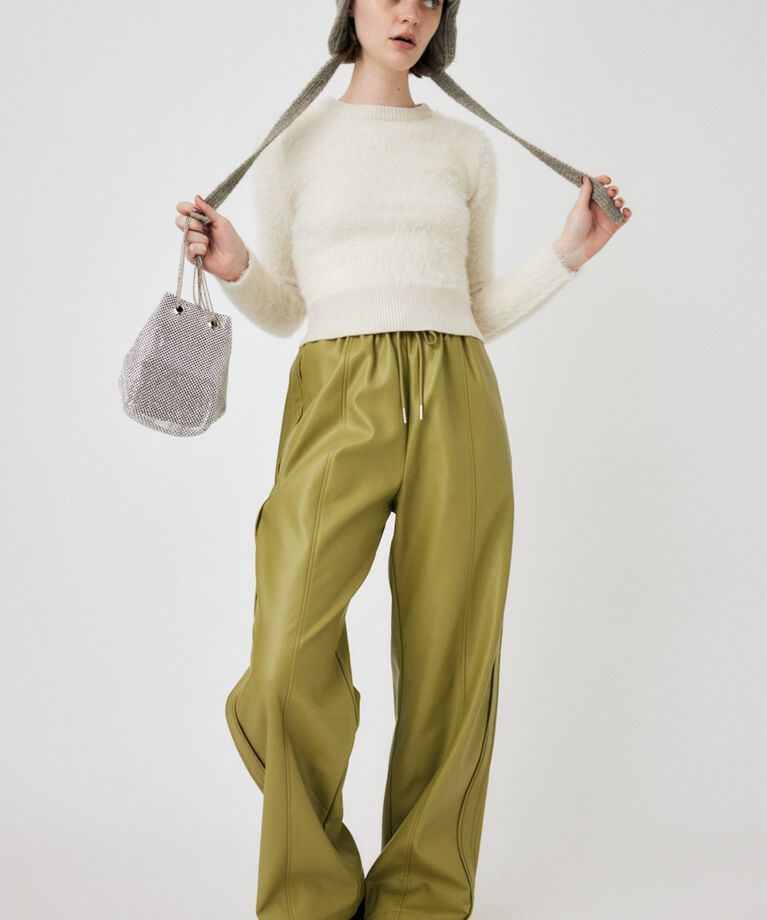 MOUSSY「CROPPED SHAGGY KNIT トップス」|ニット・セーター|