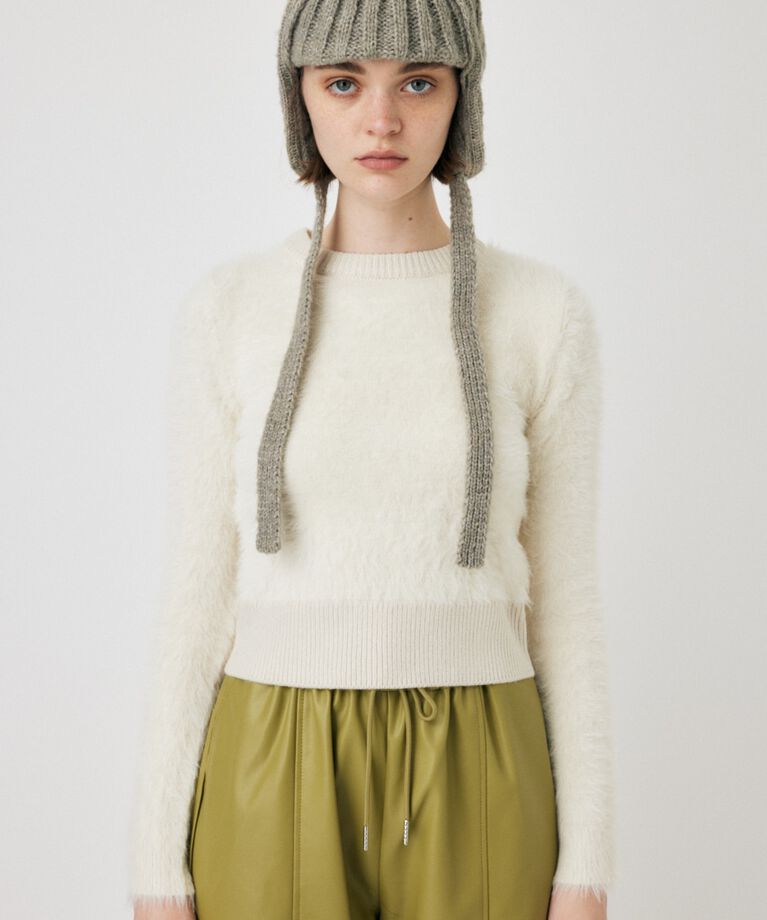 MOUSSY「CROPPED SHAGGY KNIT トップス」|ニット・セーター|