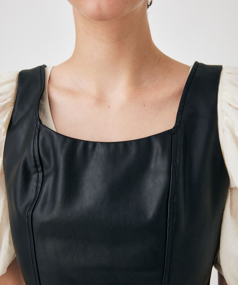 MOUSSY「F/LEATHER BUSTIER トップス」|キャミソール|